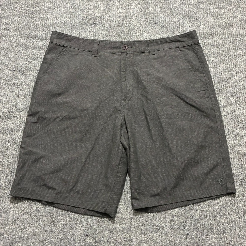 Hang Ten‎ Mens Shorts Size 38 Charcoal Gray Chino Polyester Blend Casual
